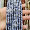 Perle a disco in pietra naturale blu e bianca per gioielli fai-da-te in fasci multifilo - 2x6mm / Sodalite