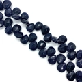 Perles cœur facettées en pierre de soleil bleue pour bijoux DIY avec effet étoilé - 8X12mm / Grès bleu