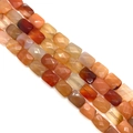 Faceted rectangular Indian Agate loose beads in gradient shades of orange and reddish brown - 8x11x15mm / Red Agate