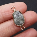 Irregular grey natural stone pendant with gold plated edges and double loops for DIY jewelry - Gray Stone