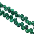 Green malachite drop beads with natural striped texture for DIY jewelry making - 10x12mm / Malachite