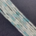 Polished rectangle natural stone tube beads in light blue and green for DIY jewelry - 4x13mm / Blue Green Mixed Stone (No. 41)