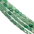 Green natural stone faceted rectangle beads 8x11x5mm for DIY jewelry making - 8x11x15mm / Green Aventurine