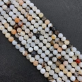 Polished 8mm natural silk agate round beads with orange and brown banded texture - 6mm / No. 1