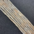 Bamboo shaped natural stone tube beads in mixed cream and pink for DIY jewelry making - 4x13mm