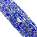 Blue silk agate round beads with natural striped texture for DIY jewelry making - 6mm / Number 2