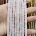 Perle piatte tonde in quarzo rosa a forma di abaco per gioielli fai da te - 2x6mm / Quarzo rosa