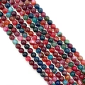Multi-colored 8-10mm round dragon vein agate loose beads with unique crackle texture - 6mm / Size 4