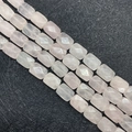 Faceted rectangular rose quartz stone beads for DIY jewelry making and necklaces - 8x11x15mm / Rose Quartz