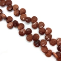 Perles gouttes facettées en grès rouge avec paillettes dorées pour bijoux DIY - 8X12mm / Pierre de Sable d'Or