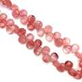 Perles briolettes facettées en quartz fraise naturel pour la création de bijoux - 8X12mm / Quartz Pastèque