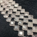 Perles trèfle à quatre feuilles en quartz rose facetté pour création bijoux - Forme de Trèfle / Cristal blanc / 14x14x6mm
