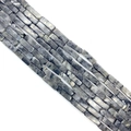 Rectangular labradorite stone beads 4x13mm with natural grey texture for DIY jewelry - 4x13mm / Larvikite
