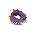 Natuurlijke paarse druzy kristallen hanger met gouden rand en dubbele lussen voor sieraden - Paarse Druzy Stijl (2)