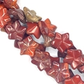 Star shaped red jasper natural stone beads for DIY jewelry making with polished finish - 15x15x7mm / Rainbow Stone