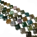 Perles facettées en forme de trèfle en agate indienne aux couleurs minérales naturelles - Forme de Trèfle / Agate Indienne (1) / 14x14x6mm