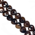 Polished heart-shaped natural stone beads in dark brown for DIY jewelry necklaces - 15x15x8mm (Approx. 14 Beads) / Brown Agate (14#)