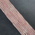 Polished rectangular rose quartz tube beads in a soft translucent pink finish for DIY jewelry - 4x13mm / Rose Quartz