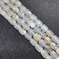 Natural milky white and light yellow faceted rectangle stone beads for DIY jewelry making - 8x11x15mm / Agate