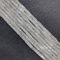 Polished transparent quartz cylinder beads for DIY jewelry making in a diagonal layout - 4x13mm / White Crystal