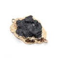 Natuurlijke zwarte druzy connector met vergulde rand en dubbele lussen voor DIY sieraden - Zwarte Druzy Stijl (5)