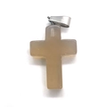 Translucent brownish grey stone cross pendant with silver bail for DIY necklace making - 18x29mm / Grey Agate