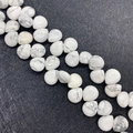 Polished heart-shaped white howlite stone beads with natural grey marble textures for DIY - 10x12mm / Howlite