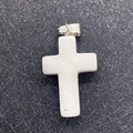 Cross shaped white turquoise stone pendant with silver clasp for DIY jewelry making - 18x29mm / White Jade