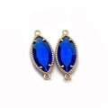 Marquise dark blue crystal connector with golden millgrain frame for DIY jewelry - Number 2 / 9x22mm (50 Pieces/pack)