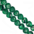 Cuentas de malaquita facetadas en forma de corazón con rayas verdes para joyería DIY - 15x15x8mm (aprox. 14 cuentas) / Malaquita