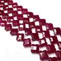 Perles en pierre naturelle facettées en forme de trèfle rouge foncé pour bijoux - Forme de Trèfle / Agate Rouge (No. 14) / 14x14x6mm