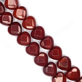Cuentas de jaspe rojo natural en forma de corazón para crear joyas artesanales - 15x15x8mm (aprox. 14 cuentas) / Piedra Arcoíris