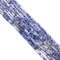 Deep blue and white sodalite rectangular tube beads for DIY jewelry making - 4x13mm / Blue Spot Stone