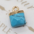 Square faceted turquoise stone pendant with gold metal cap for DIY jewelry necklaces - Square (1003-T220518003) / Blue Turquoise