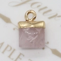 Square pink crystal quartz pendant with golden metal bail for DIY necklace jewelry - Square (1003-T220518003) / Rose Quartz