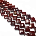 Perles en jaspe rouge poli en forme de trèfle pour fabrication de bijoux DIY - Forme de Trèfle / Pierre Arc-en-ciel / 14x14x6mm
