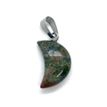 Polished Unakite crescent moon pendant with silver metal bail for DIY jewelry - 12x18mm / Unakite