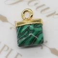 Square green malachite gemstone pendant with gold-plated metal cap and bail detail - Square (1003-T220518003) / Malachite