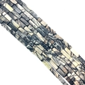 4x13mm Picasso Jasper rectangle tube beads for DIY necklace and jewelry making - 4x13mm / Black Network Stone