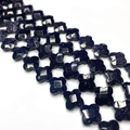 Perles trèfle en pierre de sable bleu scintillant pour création de bijoux DIY - Forme de Trèfle / Grès bleu / 14x14x6mm