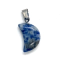 Natural crescent moon sodalite stone pendant with polished silver clasp for DIY jewelry - 12x18mm / Blue Spot Stone