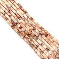 Natural spotted jasper tube beads 4x13mm for DIY jewelry making in cream and reddish brown - 4x13mm / Red Network Stone