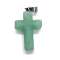 Ciondolo a forma di croce in pietra naturale verde chiaro con chiusura in argento - Avventurina Verde
