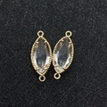Roter facettierter Kristallstein-Verbinder in Reisform mit Goldrand für DIY-Schmuck - Größe 14 / 9x22mm (50 Stück/packung)