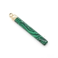 Rectangular green malachite stone pendant with gold metal cap and attachment ring - Malachite