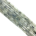 Polished rectangular spotted stone tube beads with blue flash for DIY jewelry making - 4x13mm / Flash Stone (Labradorite)