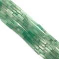 Strand of green translucent rectangle stone tube beads for jewelry making - 4x13mm / Green Aventurine