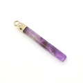 Purple crystal column pendant with golden metal clasp for DIY jewelry making - Purple Crystal