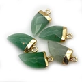 Green natural stone pepper shape pendants with golden clasp for DIY jewelry making - Green Aventurine