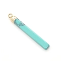 Rectangular blue turquoise stone pendant with gold metal cap and hanging ring connector - Blue Turquoise